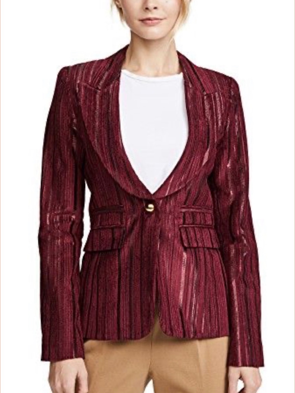 SMYTHE Peaked Lapel Blazer Bordeaux Cord Burgundy Size 4